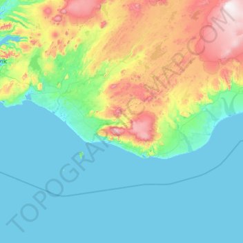 Þórsmörk topographic map, elevation, terrain