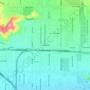 Arrowhead topographic map, elevation, terrain