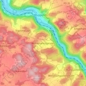 Wohlmannsgesees topographic map, elevation, terrain