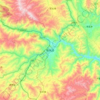 南涧县 topographic map, elevation, terrain