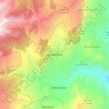 Sativanorte topographic map, elevation, terrain