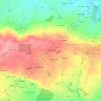 La Hunaudière topographic map, elevation, terrain