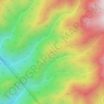 Locust Knob topographic map, elevation, terrain