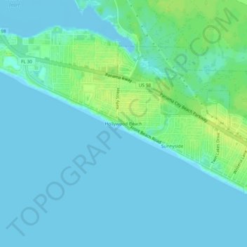 Hollywood Beach topographic map, elevation, terrain