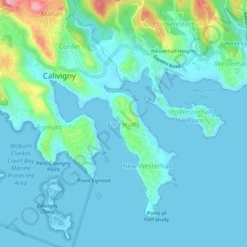 Fort Jeudy topographic map, elevation, terrain