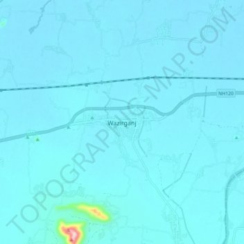 Wazirganj topographic map, elevation, terrain