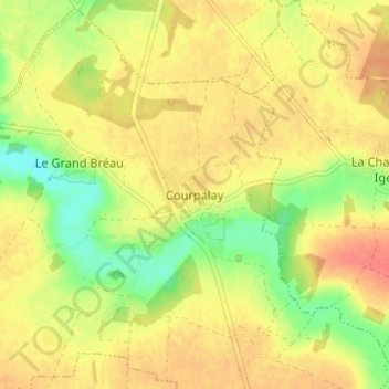 Courpalay topographic map, elevation, terrain
