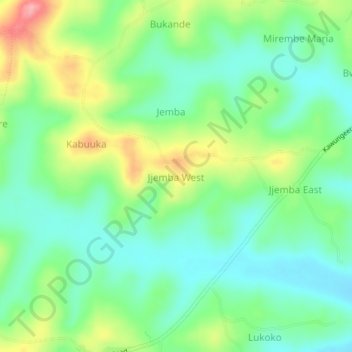 Jjemba West topographic map, elevation, terrain