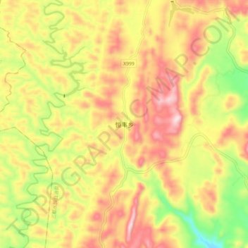 恒丰乡 topographic map, elevation, terrain