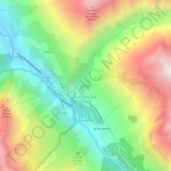 Les Prés topographic map, elevation, terrain