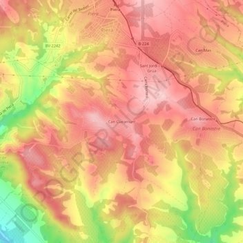 Can Claramunt topographic map, elevation, terrain
