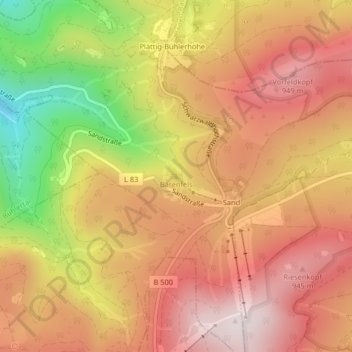 Bärenfels topographic map, elevation, terrain