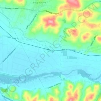 Alfeios topographic map, elevation, terrain