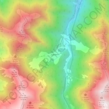Luentein topographic map, elevation, terrain
