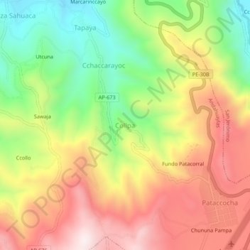 Collpa topographic map, elevation, terrain