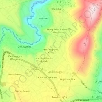 Manzanapamba Chico topographic map, elevation, terrain