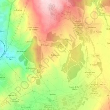 Belmonte topographic map, elevation, terrain