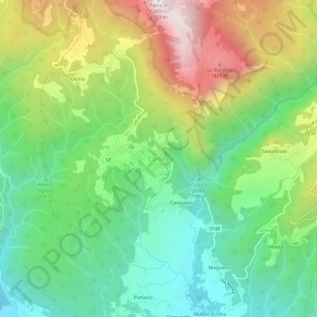 Corfino topographic map, elevation, terrain