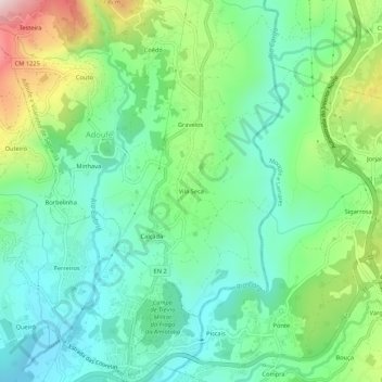 Vila Seca topographic map, elevation, terrain