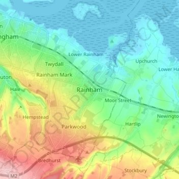 Rainham topographic map, elevation, terrain