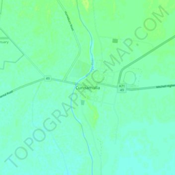 Cunnamulla topographic map, elevation, terrain
