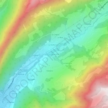 La Maisondraz topographic map, elevation, terrain