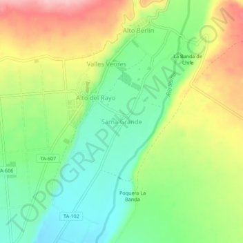 Sama Grande topographic map, elevation, terrain