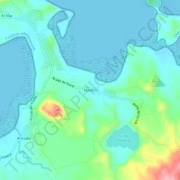 Madiro topographic map, elevation, terrain