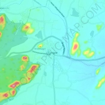 Giingee topographic map, elevation, terrain