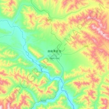 曲麻莱县 topographic map, elevation, terrain
