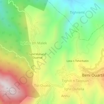 Argane topographic map, elevation, terrain