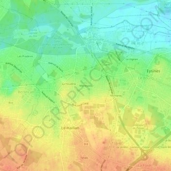 Ménespey topographic map, elevation, terrain
