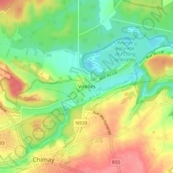 Virelles topographic map, elevation, terrain