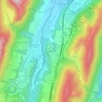 Girardière topographic map, elevation, terrain