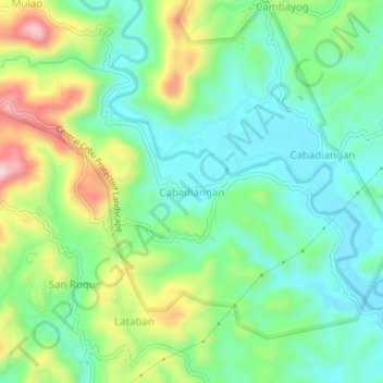 Cabadiangan topographic map, elevation, terrain