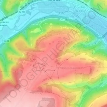 Plateau de la Cras topographic map, elevation, terrain