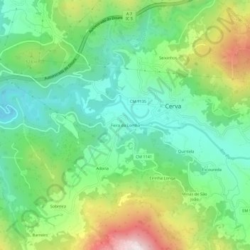 Feira da Lomba topographic map, elevation, terrain