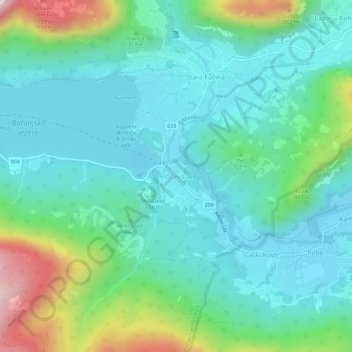 Ribčev Laz topographic map, elevation, terrain