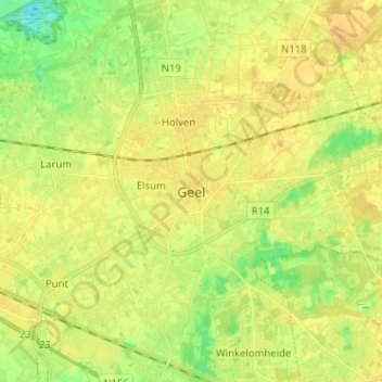Geel topographic map, elevation, terrain