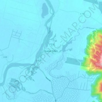 Nueva Toltén topographic map, elevation, terrain