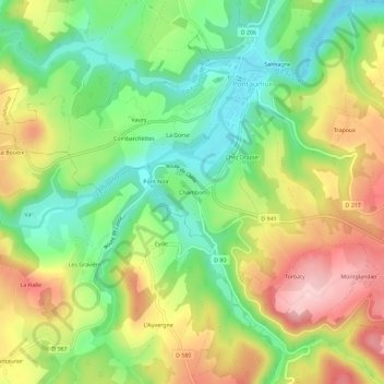 Chambon topographic map, elevation, terrain