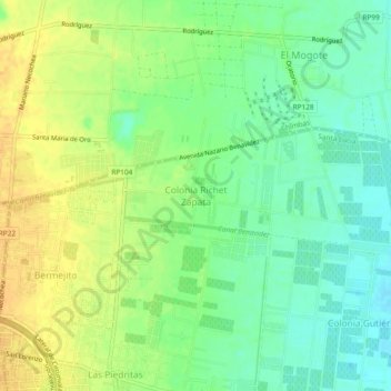 Colonia Richet Zapata topographic map, elevation, terrain