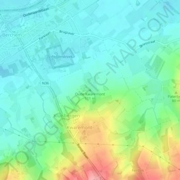 Oude Kwaremont topographic map, elevation, terrain