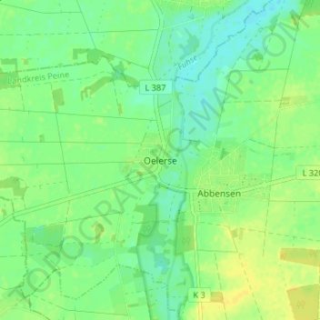 Oelerse topographic map, elevation, terrain