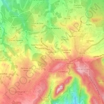 Almoinha topographic map, elevation, terrain