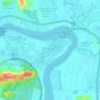 Villa España 2 topographic map, elevation, terrain