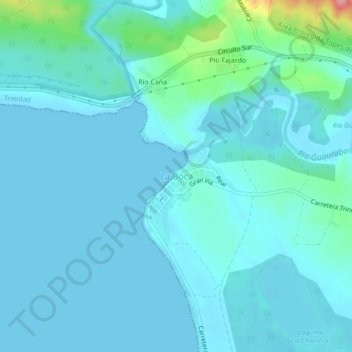 La Boca topographic map, elevation, terrain