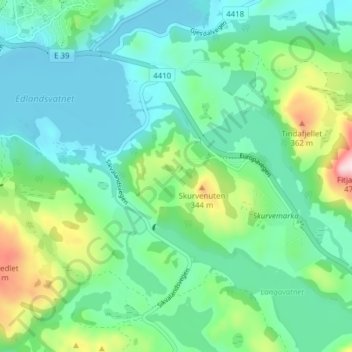 Skurve topographic map, elevation, terrain