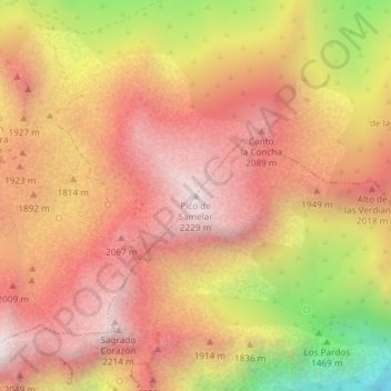 Pico de Samelar topographic map, elevation, terrain
