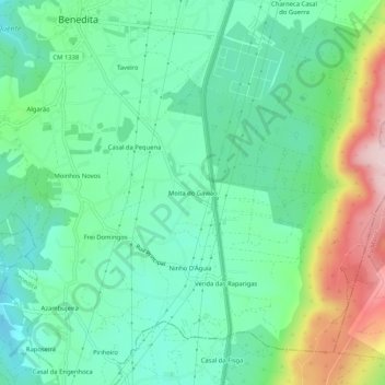 Moita do Gavião topographic map, elevation, terrain